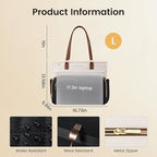 LOVEVOOK Tote Bag with Large Cup Holder, Work Tote Bags for Women, Large Capacity Teacher Tote with Multi Pockets, Nurse Diaper Bag with Padded Laptop Compartment, 17.3 Inch Light Green Beige