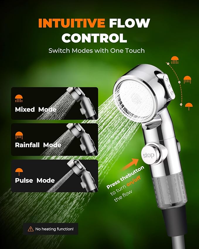 Portable Shower for Camping, Compact Outdoor Shower with Temperature Display & EPS, IPX7 Waterproof with 3-Mode Head, Rechargeable Shower Pump for Hiking, Beach, Pet, RV & Camp Accessories