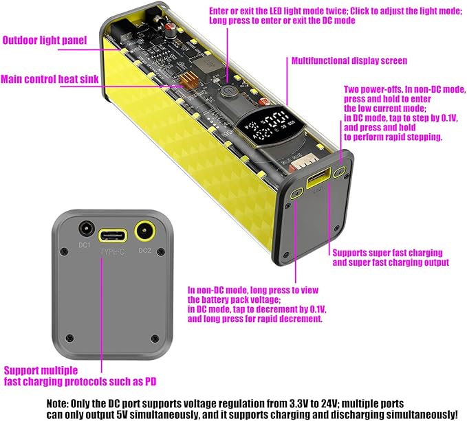 65w Laptop Powerbank Case for 8x18650 Batteries Shell Not Needed Welding Easy Assembly Dc3.8x1.35mm / Dc5.5x2.1mm Type C Battery Case