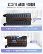 LIGHT FLIGHT Luggage Sets, 3 Piece Durable Suitcase Set with Spinner Wheels, 3 Pcs Hard Shell Lightweight Luggage with TSA Lock, Large Checked Travel Suitcases, 20/24/28 Inch,Blue/Brown