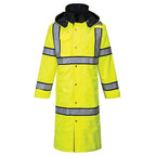 Portwest UH447 Waterproof Reversible Raincoat Hi Vis Reflective Long Safety Rain Jacket Yellow/Black, 5X-Large