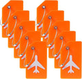 10 Pack Silicone Luggage Tag for Suitcases with Stainless Loop, TSA Approved, Privacy Protection Travel Essentials Bag Tags by Gostwo, Orange