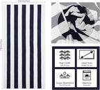 COTTON CRAFT Oversized Beach Towel - 2 Pack 35 x 70 inches XL Beach Towel - 100% Cotton Velour - Big & Huge - Thick Plush 450 GSM Super Soft Luxury Towel - Pool Picnic Bath - Cabana Stripe Navy