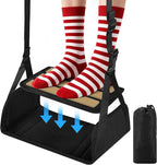 Airplane Foot Hammock for Plane Travel, Detachable Bamboo Airplane Foot Rest for Long Flight, Desk Foot Hammock with Extended Adjustable Strap to Relax Your Feet, Foot Sling Travel Essentials
