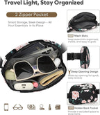 Pritent Fanny Packs for Women Cross Body Bag Waterproof Belt Bag with Adjustable Strap and Zipper Back Pocket Small Crossbody Bags Fashion Waist Packs for Workout Travelling(Flower Print)