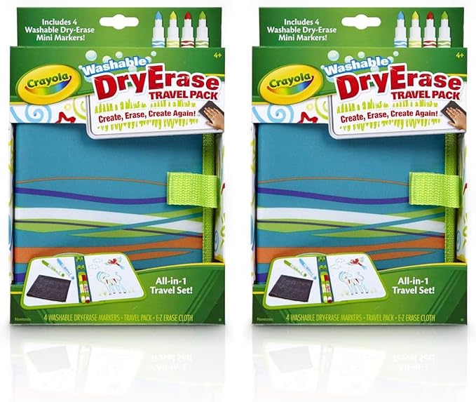 Crayola Washable Dry Erase Travel Pack, Whiteboard for Kids, Ages 4, 5, 6, 7 (Pack of 2)