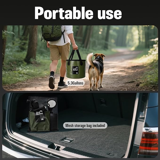 Portable Camping Shower, 6000mAh Rechargeable Shower Pump, Large Capacity Foldable Bucket, 6' 7" Filtered Shower Head, Summer Beach, Outdoor Camp Showering, Hiking, Pet Bath, RV Car Wash, Water Plant