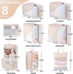 8 Set Packing Cubes for Travel, Gifts for Women Mom,Anti-Tearing Suitcase Organizer for Luggage with Shoe & Hanging Toiletry Bag,OlarHike Vacation Essentials & Accessories for Cruise Ship