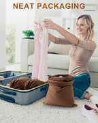 FantasyLife Shoe Bags for Travel, Washable Dust Bags for Storage & Packing, Flannel Shoe Pouch with Drawstring Closure for Purses, Handbags, Shoes & Toys (4, Mocha Mousse, 17.3"x12.6")