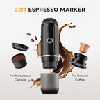 Portable Electric Espresso Coffee Maker for Ground Coffee & NS Capsule Fast Self-Heating Technology‌ with USB-C Perfect for RV, Hiking, Camping, Office & On-the-Go Lifestyles, Christmas Gift for Men
