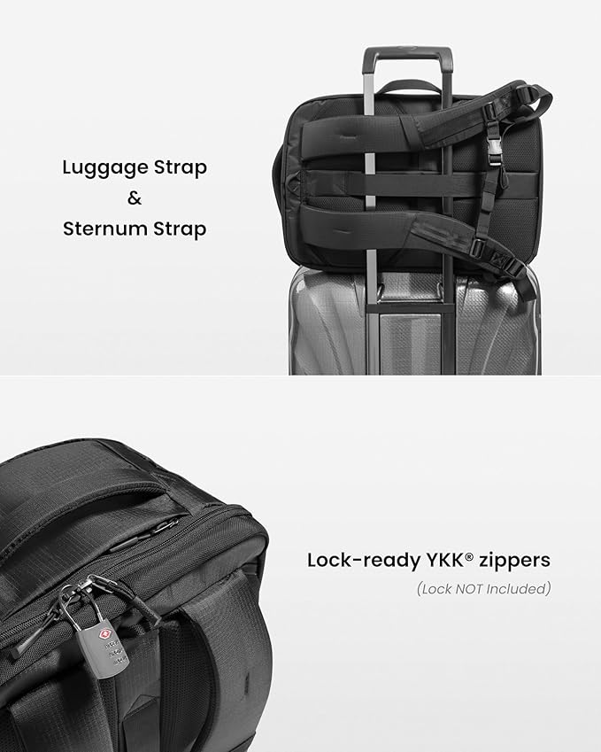 tomtoc Travel Backpack 28L, TSA Friendly Flight Approved Carry-on Luggage, Personal Item Travel Bag, Water-resistant Lightweight Business Rucksack, Durable Bag Fits 16 Inch Laptop