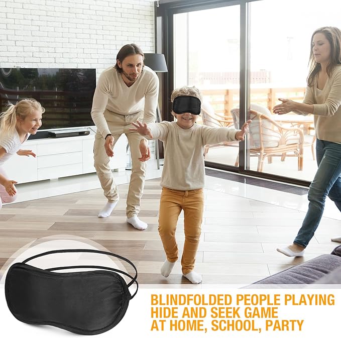 Tarpop 200 Pcs Eye Mask Sleeping Blindfold Eye Cover with Adjustable Strap for Games Party Team Building Travel Individually Wrapped Sleep Mask for Women Men (Black)