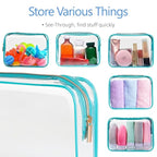 PACKISM Clear Makeup Bag - 3 Pack TSA Approved Toiletry Bags Clear Toiletry Bags for Traveling, Airport Carry on Compliant Bag, Green