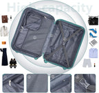 6 Piece Luggage Sets with Bags, Lightweight Expandable Checked Luggage Sets, Hardshell ABS Spinner Wheels Carry on Suitcase with TSA Lock, for Travel, Women Men (Aqua Blue, 18/20/24/28inch+2bags)