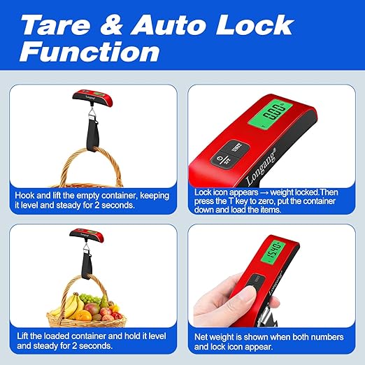 Digital Hanging Luggage Scale with Backlit for Travel, Portable Handheld Suitcase Weight Scale with Hook, 110 Pounds, Battery Included