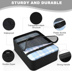 8 Set Packing Cubes for Travel,Suitcase Organizer Bags for Luggage with Shoe & Hanging Toiletry Bag, Vacation Essentials & Accessories for Cruise Ship, Airplane Must-Have,Road Trip & Camp Gifts(Black)
