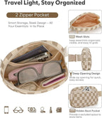 Pritent Fanny Packs for Women Cross Body Bag Waterproof Belt Bag with Adjustable Strap and Zipper Back Pocket Small Crossbody Bags Fashion Waist Packs for Workout Travelling(Checkered Khaki, Large)