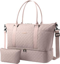 HOTOR Travel Duffel Bag - Weekender Bags for Women, Gym Tote Bags with Shoe Compartment, Carry On Overnight Bag with Toiletry Bag for Travel Essentials and Travel Accessories, Pink, 15.8"×18.1"×8.7"