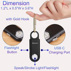 135dB Rechargeable Personal Safety Alarm Strobe Light Flashlight Keychain Siren for Women, Girls, College, School Students Emergency SOS Alerts Loud Sound Hiking Alarm Torchlight Bear Deterrent. Black