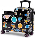 smilesun 20" Ride-On Suitcase for Kids, Cute Pattern, Lightweight Hardshell Carry-On Luggage with Double Spinner Wheels, TSA Lock for Boys & Girls（Black）