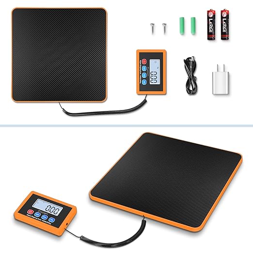 Fuzion Shipping Scale, 440LB/200KG x 10g Digital Postal Scale, Hold/Tare Function, Postage Scale for Packages Small Business/Luggage/Mailing, Battery & AC Adapter Included