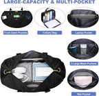 Women Weekender Travel Duffle Bag: Travel Duffel Overnight Bags with Shoe Compartment Large Carry on Tote with Toiletry Bag Weekend Traveling Yoga Gym Hospital Bag for Women with Wet Pocket Black