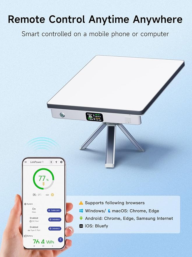 LinkPower 1 Power Bank Compatible with Starlink Mini, 27500mAh 99Wh Portable Charger with USB-C Bidirectional Power Delivery, LCD Display, Smart App, DC Cable, Battery Pack for Outdoor&Camping
