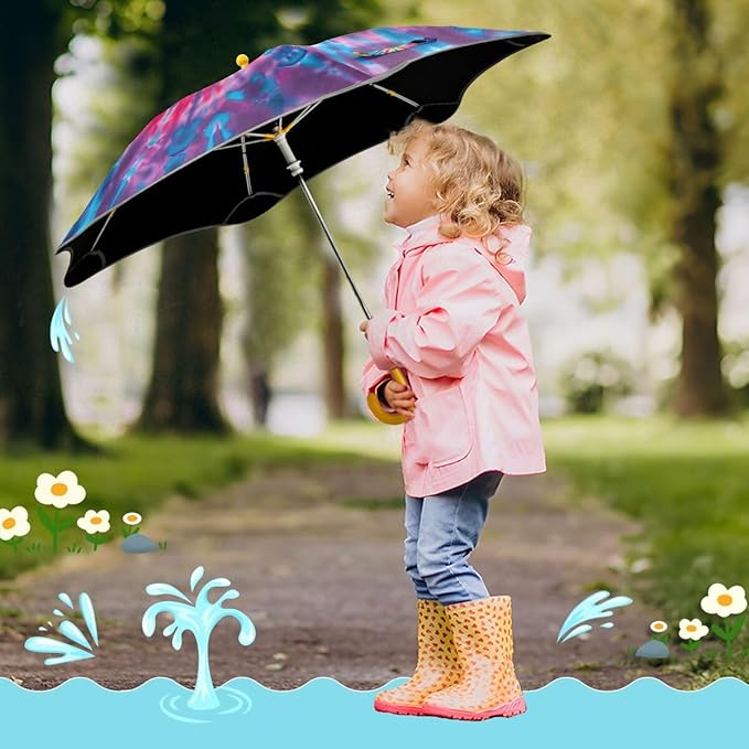 ALAZA Kids Umbrella Stick Umbrellas Cute Umbrella for Boys Girls Toddler UV/Sun Rain Windproof