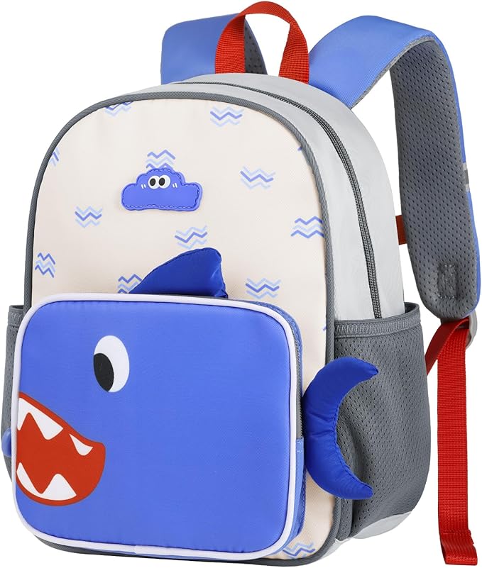 GAGAKU Toddler Backpack for 3 4 5 6+ Boys Splash-Proof Kids Backpack Adjustable Kindergarten & School Backpack | Lightweight 11.2L with Chest Strap and Reflectors - Shark