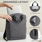 G4Free Protective 16" Laptop Backpack, Large Work Bag for Men Women, Slim Casual Backpacks for Travel, College, Business, Dark Gray