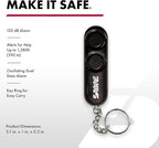 SABRE Personal Alarm With Key Ring, 120dB Alarm, Audible Up To 1,280 Feet (390 Meters), Simple Operation, Reusable, Black