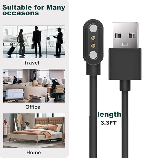 Charger for Spade & CO Health Smartwatch 4 & Spade Health Smartwatch 3 Charging Cable, 3.3FT Replacement Magnetic USB Charger Cable Cord Accessories, Durable and Portable