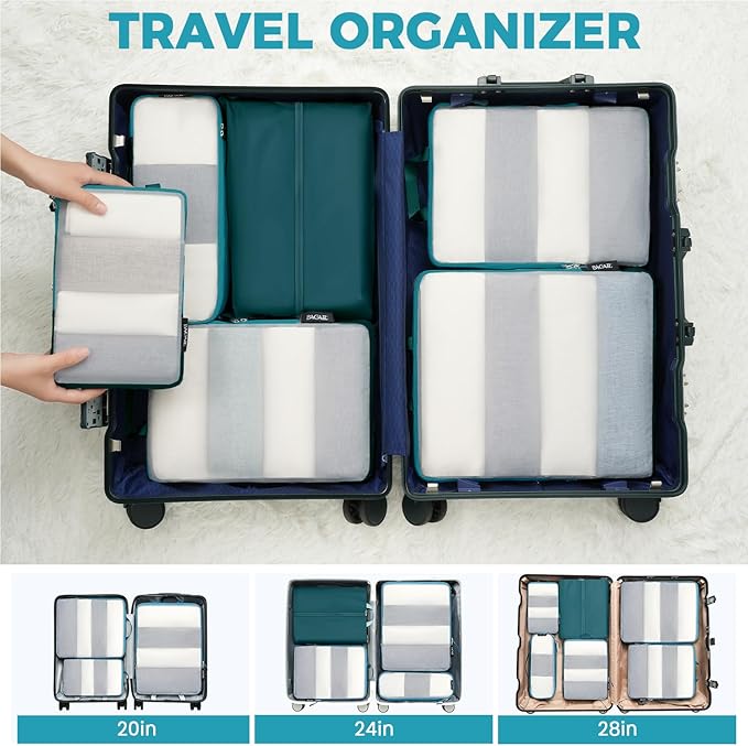 BAGAIL 6 Set Ultralight Compression Packing Cubes Packing Organizer for Travel Accessories Luggage Suitcase Backpack