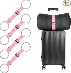 BILIONE Add a Bag Luggage Straps 4 Pack, Adjustable Bungee Elastic Belt to Connect Two Suitcases, Secure Carry On & Travel Essentials (Pink, 4 Pack)
