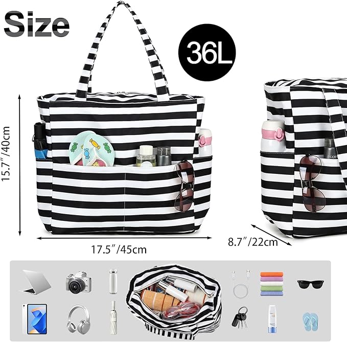 Bluboon Waterproof Beach Tote Pool Bags for Women Ladies Extra Large Carry On Bag With Wet Compartment for Weekender Travel