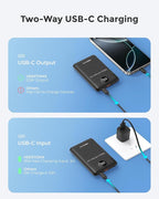 VEEKTOMX Small Portable Charger 10000mAh, Mini Power Bank 22.5W Fast Charging, Slim & Lightweight Travel Essentials, 3-Output External USB C Battery Pack Compatible with iPhone 17 16 15 (Dark Black)