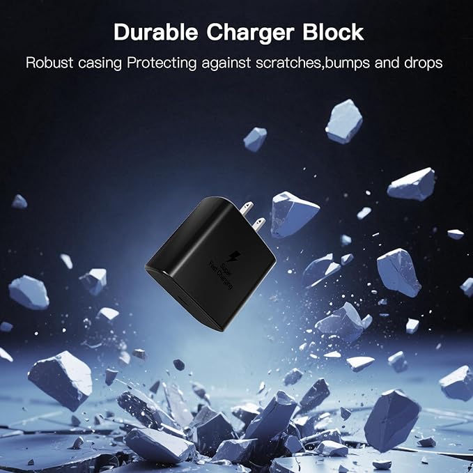 Type C Charger Fast Charging 2Pack USB C Super Fast Charger Block with 6FT USB-C Android Phone Cable for Samsung Galaxy S26 +/Ultra S25 S24 S23 S22 +/Ultra/ S21 S20/Tab S9/iPhone 17/16/15 and More