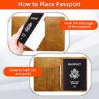 WALNEW Passport Holder for Travel, RFID Passport Cover Wallet for Women Men, PU Leather Passport Book Card Holder Case with Pen, Travelling Essentials for Flying