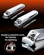 Nail Clipper Set 7 in 1, Precision Manicure Kit with Magnetic Leather Case, Mirror-Polished Stainless Steel Tools for Fingernail & Toenail, Daily Grooming Kit for Men & Women