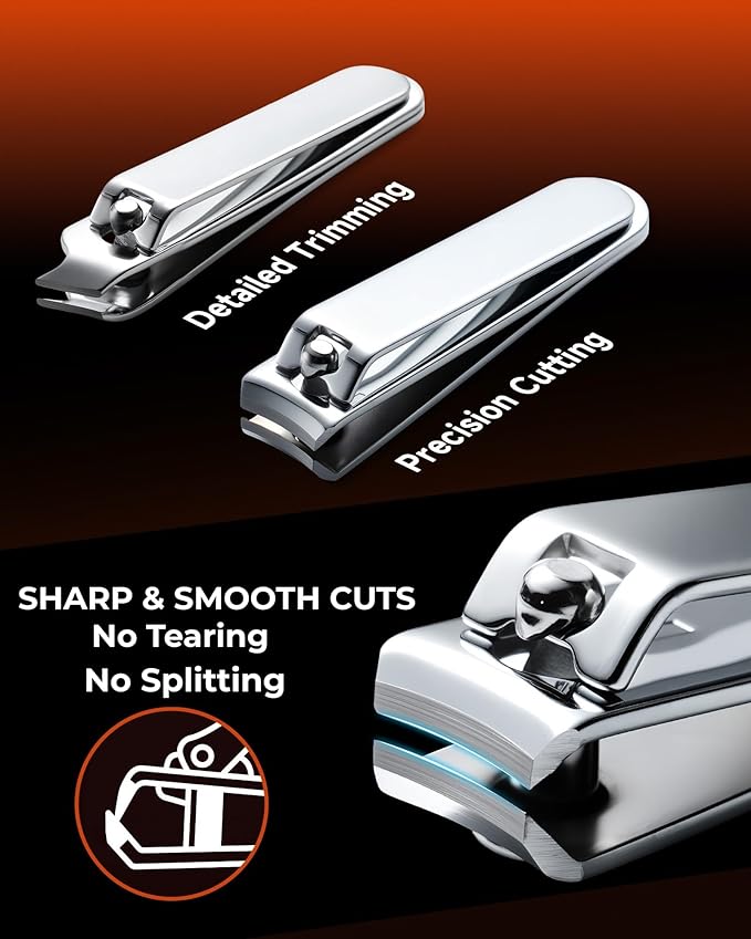 Nail Clipper Set 7 in 1, Precision Manicure Kit with Magnetic Leather Case, Mirror-Polished Stainless Steel Tools for Fingernail & Toenail, Daily Grooming Kit for Men & Women