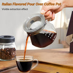 Coffee Pour Over 20.3oz 600ml High Borosilicate Glass Pour Over Coffee Maker Set Camping Travel with 100 Pcs V60 Cone Filter Paper Hand Brew Carafe Drip Suitable for Electric Ceramic Stove