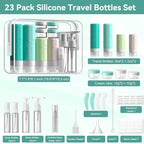 INSFIT 23 Pack Travel Bottles for Toiletries, TSA Approved Silicone Travel Size Toiletries with Toiletry Bag, BPA Free Leak Proof Refillable Travel Essentials for Liquids Shampoo Conditioner Lotion