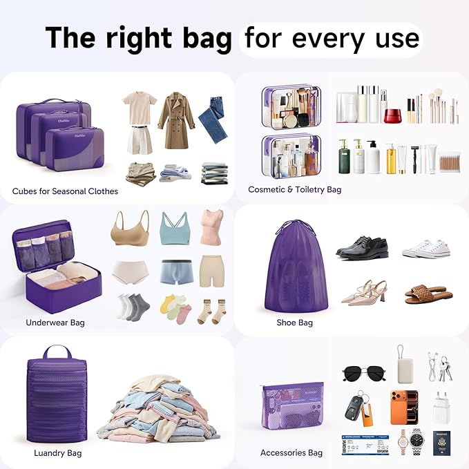 9 Set Packing Cubes for Travel, Gifts for Women Mom,Anti-Tearing Suitcase Organizer,OlarHike Vacation Essentials & Accessories for Cruise Ship