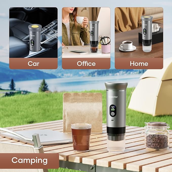 kejector Portable Coffee Maker Espresso Machine for Travel Nano Car Coffee Maker Compatible with Ground Coffee & Capsule for RV, Hiking Camping Office, Travel Espresso Maker Electric Coffee Machine