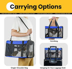 Conlun Cat Carrier Bag,Soft-Sided Pet Carriers for Dogs with 4-Sided Mesh,Airline Approved Cat Transport Carrier for Small&Medium Cats Kitten Puppy Up to 15LB,Collapsible Cat Travel Carrier-M,Blue