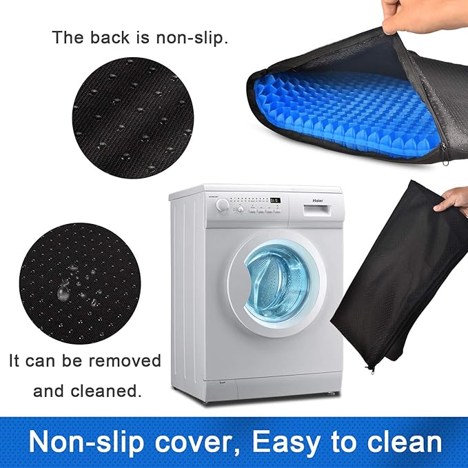 Gel Seat Cushion, Cooling seat Cushion (Super Large & Thick), Breathable Honeycomb Design Absorbs Pressure Points Seat Cushion, Gel Cushion for Office Chair, Home Car seat Cushion for Wheelchair
