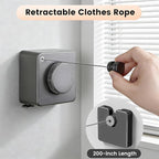 Retractable Clothesline Outdoor and Indoor Clothes Line Heavy Duty， 16.7 Ft Clothes Drying Rack Weighing 40 Pounds，Laundry Line Retractable Drying Line Made of Steel Wire (Grey)