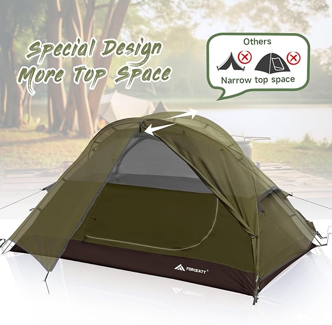 Forceatt Camping Tent 2 Person, Backpacking Tent Waterproof & Windproof, Ultralight Instant Tent with Rain Fly for Camping, Hiking, Outdoor
