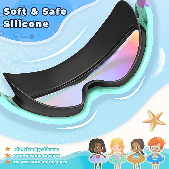 Keary 2 Pack Kids Swim Goggles for 3-15 UV Protection Anti-Fog Pool Water Swimming Goggles For Boys Girls Youth Toddler