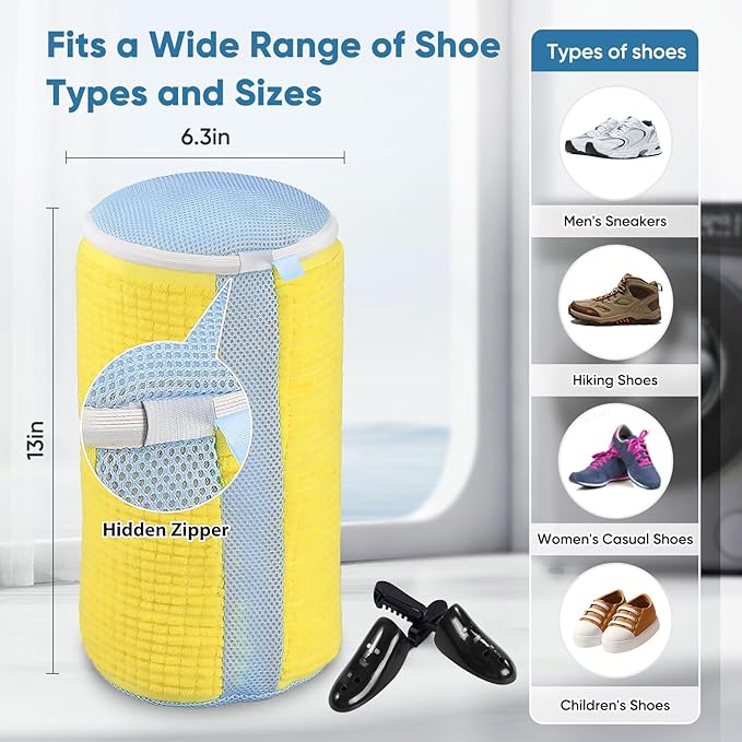 Teletrogy Shoes Laundry Bag Keep Shoes Clean, Shoe Wash Bag for Washing Machine, Durable Zipper Laundry Washing Bag, Sneaker Tennis Cleaner Kit Adjustable Shoe Trees - Home Dorm Travel Essentials